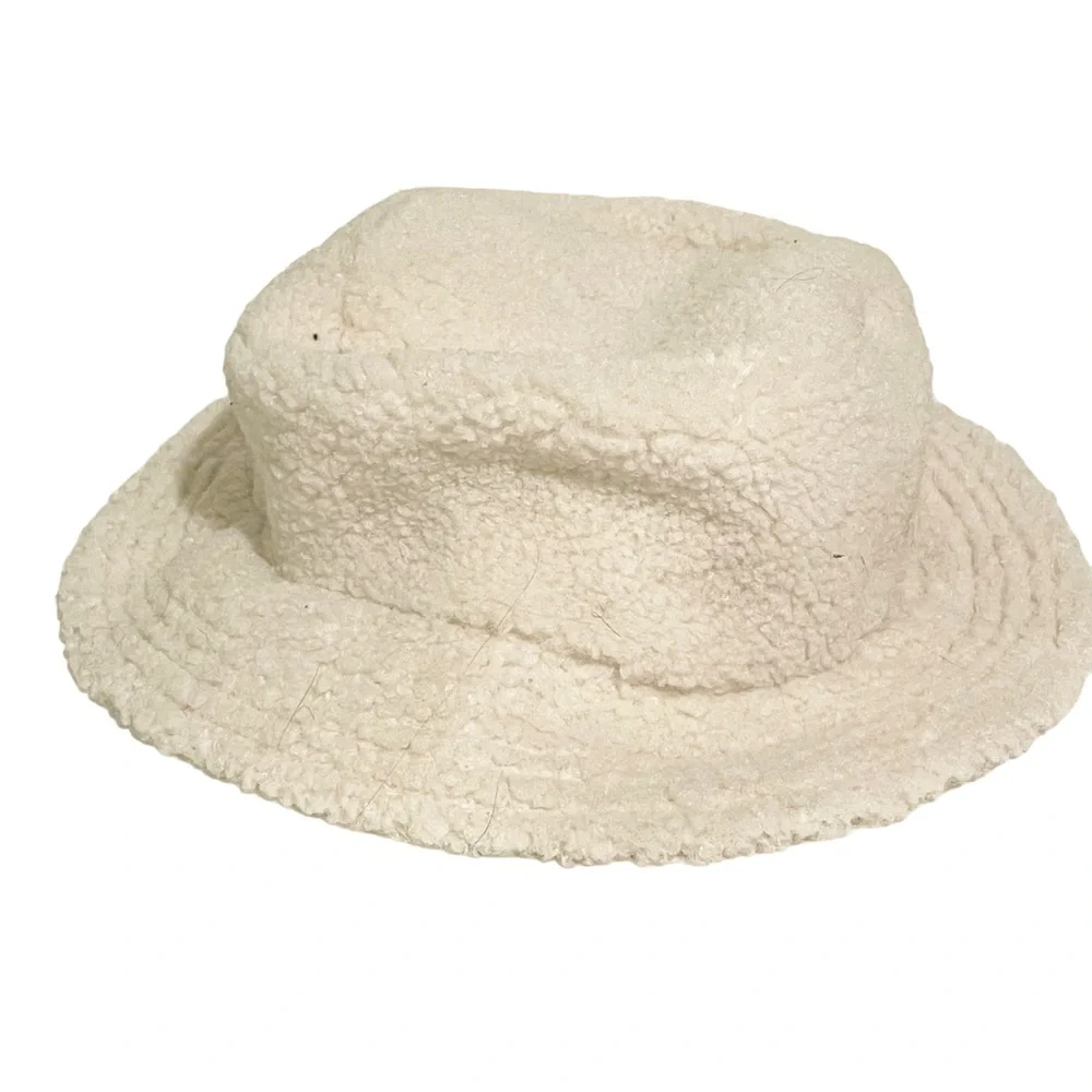 Y2K Cream Sherpa Fleece Corduroy Bucket Hat Accessory Unisex‎